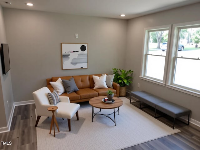 1165 John Mitchell Rd, Youngsville, NC 27596 - living room with recessed lighting, baseboards, and wood finished floors