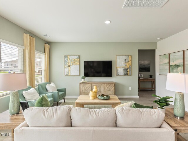 2239 Cherry Creek Rd, Haw River, NC 27258 - living room with baseboards, wood finished floors, and recessed lighting