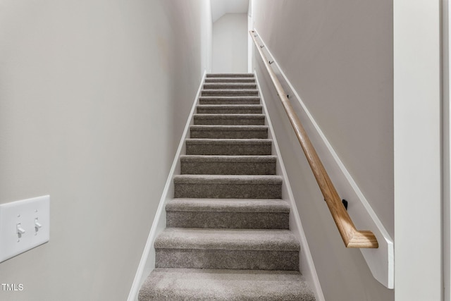 3803 Huntcliff Dr, La Grange, NC 28551 - staircase with baseboards and carpet floors
