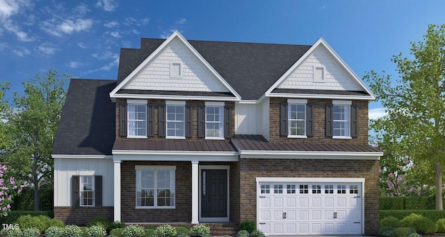 view of front facade featuring brick siding, driveway, and an attached garage