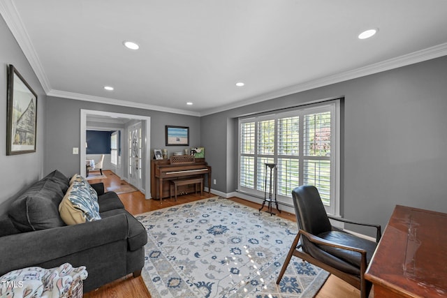2409 Beechview Ct, Raleigh, NC 27615 - office area featuring wood finished floors, ornamental molding, recessed lighting, and baseboards