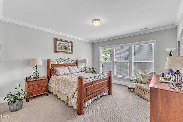704 Haven Peak Ln, Wake Forest, NC 27587 - bedroom featuring light colored carpet and ornamental molding