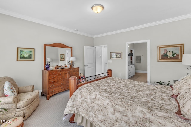 704 Haven Peak Ln, Wake Forest, NC 27587 - bedroom featuring ornamental molding and light colored carpet