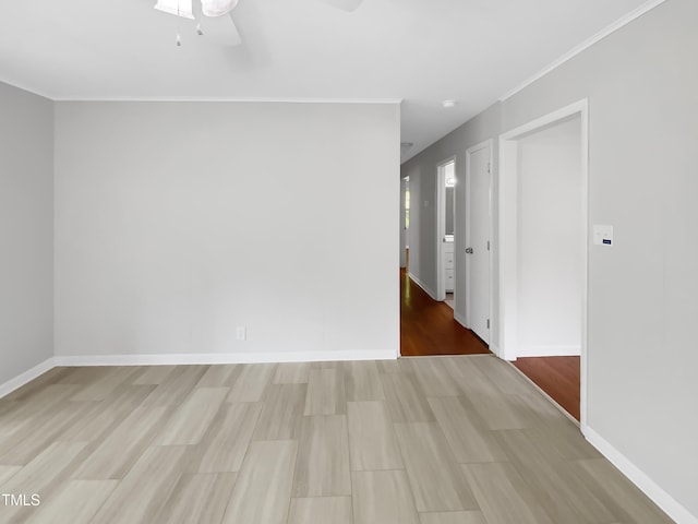 3504 Crofton Ct, Raleigh, NC 27604 - spare room with wood finished floors, crown molding, baseboards, and ceiling fan