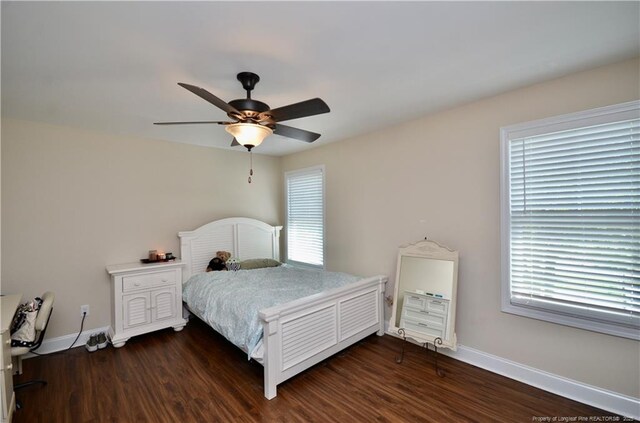6226 Deerstand Rd, Wade, NC 28395 - bedroom featuring dark wood-style flooring, baseboards, and multiple windows