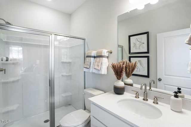 1248 Hardin Hill Ln, Knightdale, NC 27545 - bathroom featuring vanity, a shower stall, and toilet