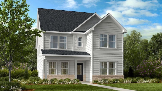 1248 Hardin Hill Ln, Knightdale, NC 27545 - traditional-style home with brick siding, a shingled roof, and a front yard