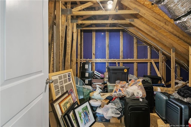 view of unfinished attic
