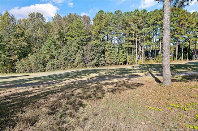 view of yard with a view of trees