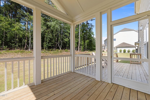 386 The Parks Dr, Pittsboro, NC 27312 - unfurnished sunroom with vaulted ceiling and healthy amount of natural light