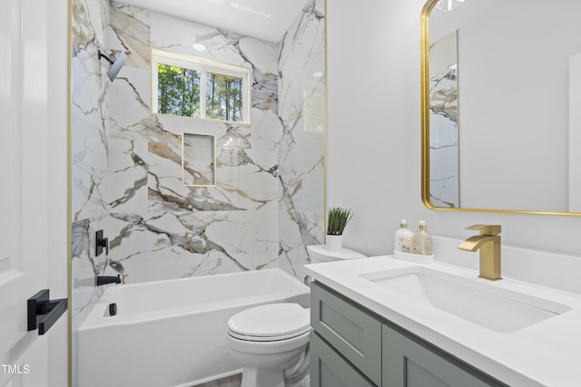 full bath with vanity, toilet, and shower / washtub combination