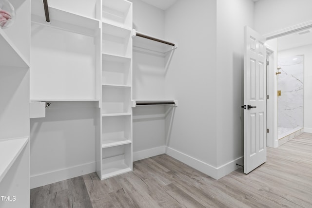 walk in closet featuring wood finished floors