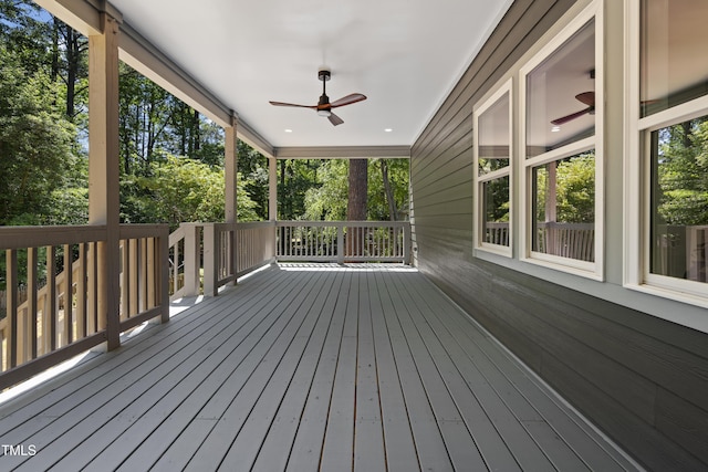 deck featuring ceiling fan