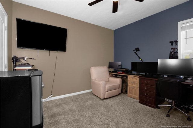 504 Loom Dr, Fayetteville, NC 28306 - office with light carpet, ceiling fan, and baseboards