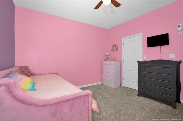 504 Loom Dr, Fayetteville, NC 28306 - bedroom with carpet, ceiling fan, and baseboards