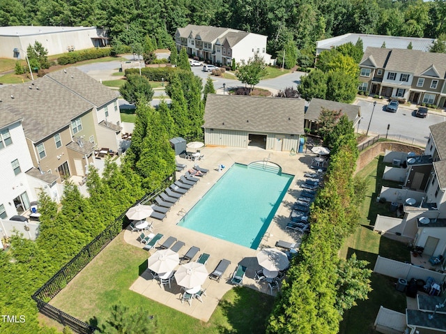 7851 Allscott Way, Raleigh, NC 27612 - aerial view of residential area featuring a pool
