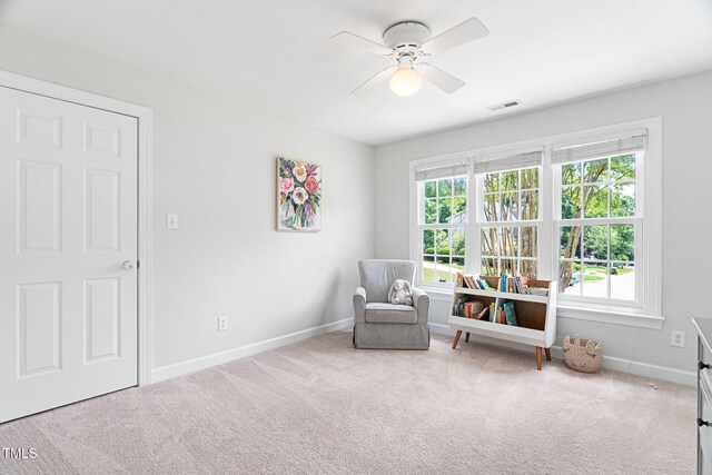 108 Nimbus Ct, Cary, NC 27513 - sitting room featuring healthy amount of natural light, a ceiling fan, and carpet