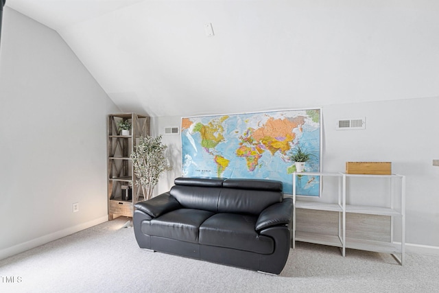 108 Nimbus Ct, Cary, NC 27513 - living area with carpet flooring, vaulted ceiling, and baseboards