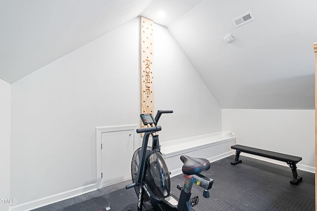 108 Nimbus Ct, Cary, NC 27513 - exercise room featuring vaulted ceiling and baseboards