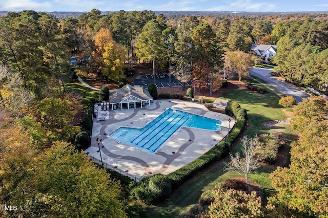 108 Nimbus Ct, Cary, NC 27513 - drone / aerial view of a heavily wooded area and a pool