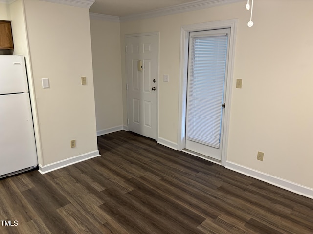 3601 Helix Ct Unit 301, Raleigh, NC 27606 - foyer entrance with dark wood-style flooring, ornamental molding, and baseboards