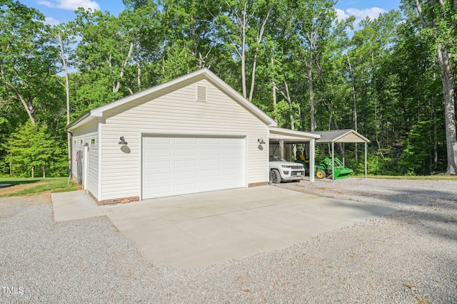 view of detached garage