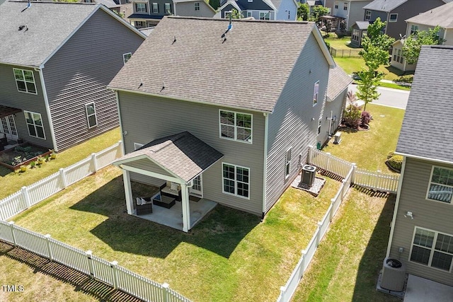drone / aerial view with a residential view