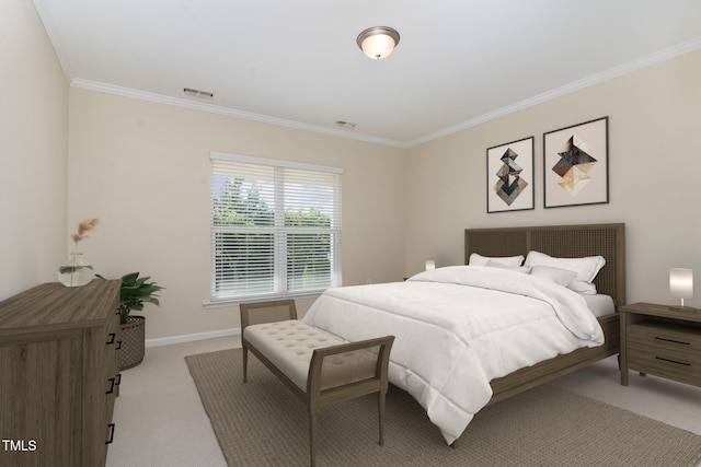 1522 Palmer Hill Dr, Durham, NC 27703 - bedroom featuring crown molding, baseboards, carpet flooring, and visible vents