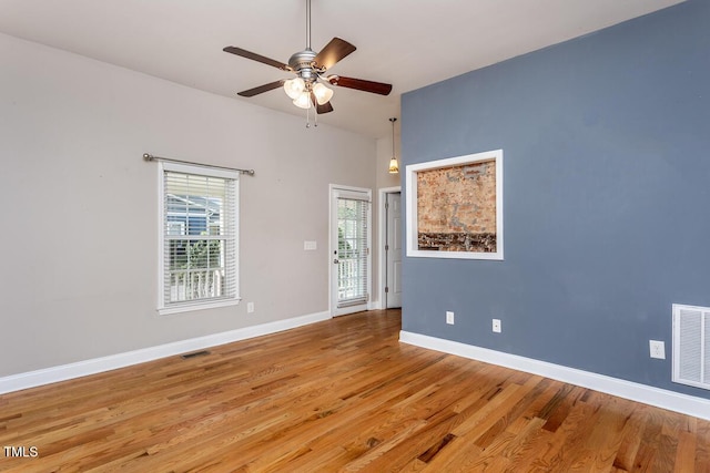 305 Freeman St, Raleigh, NC 27601 - empty room with ceiling fan, light wood-type flooring, and baseboards