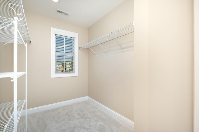 walk in closet featuring carpet and visible vents