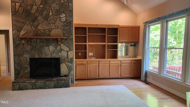 113 Colonial Dr, Wendell, NC 27591 - unfurnished living room featuring lofted ceiling, a wealth of natural light, light wood-style floors, and visible vents