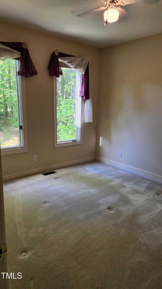 113 Colonial Dr, Wendell, NC 27591 - carpeted empty room with a ceiling fan, a wealth of natural light, baseboards, and visible vents