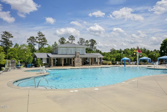825 Country Downs Rd, Wake Forest, NC 27587 - pool featuring a patio, a gazebo, and fence