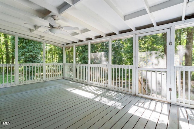 5124 Lazywood Ln, Durham, NC 27712 - unfurnished sunroom featuring a ceiling fan