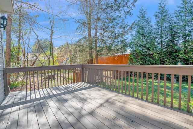 wooden deck with fence and a yard