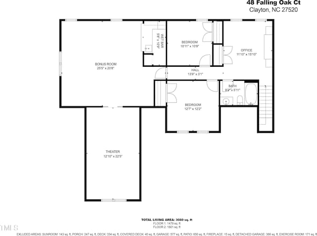 48 Falling Oak Ct, Clayton, NC 27520 - room layout