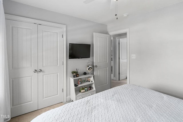 48 Falling Oak Ct, Clayton, NC 27520 - bedroom featuring a closet, carpet, and ceiling fan