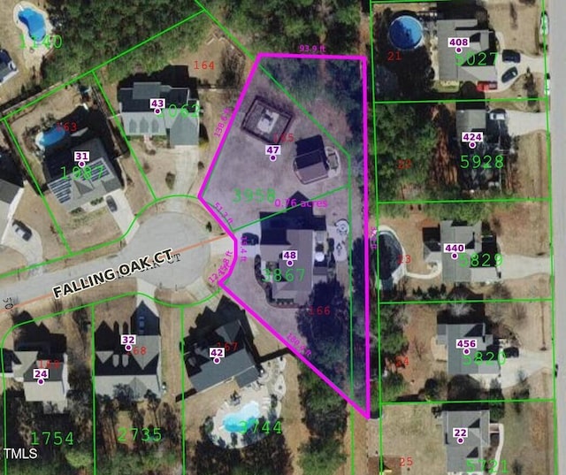 48 Falling Oak Ct, Clayton, NC 27520 - aerial map of property and surrounding area