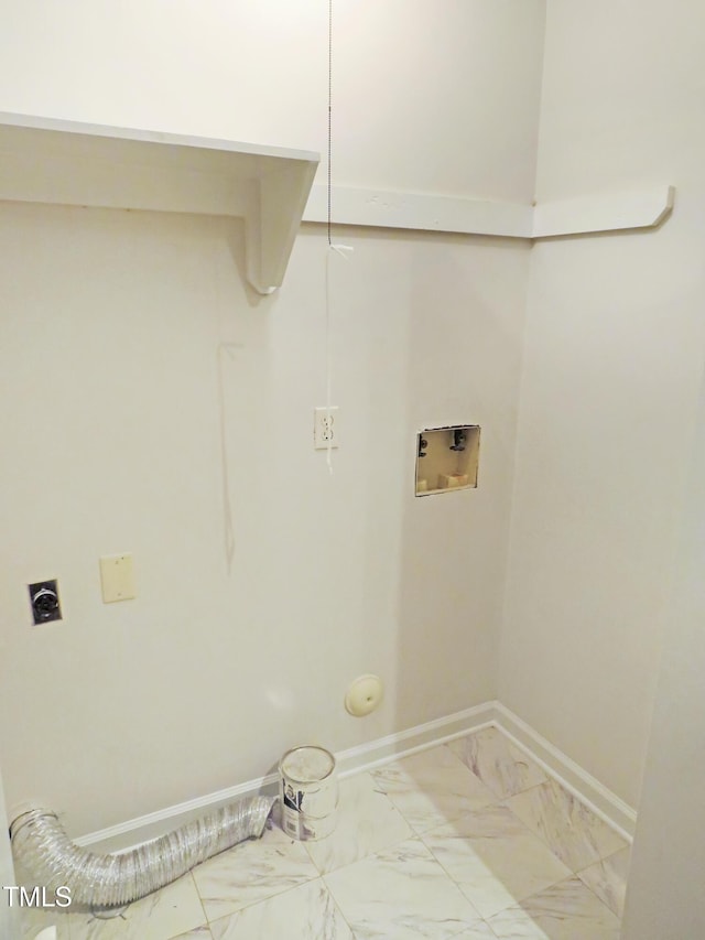 403 Gooseneck Dr Unit A-1, Cary, NC 27513 - washroom with electric dryer hookup, hookup for a washing machine, baseboards, and light marble finish flooring