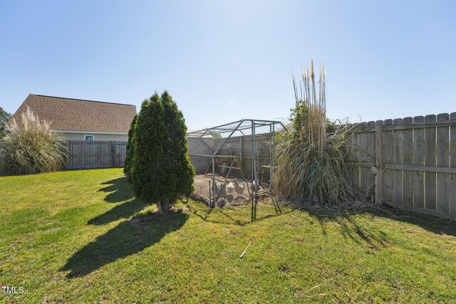 view of yard featuring a fenced backyard