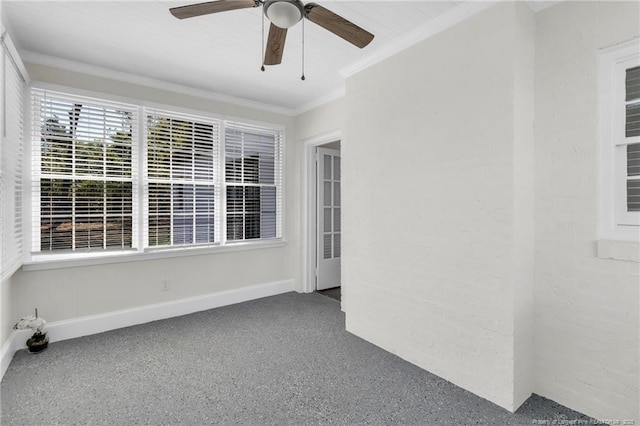 interior space with ceiling fan