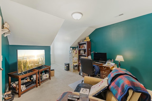 106 Churment Ct, Durham, NC 27703 - office with carpet floors, lofted ceiling, and visible vents