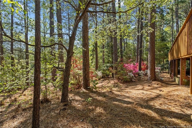 view of yard featuring a view of trees