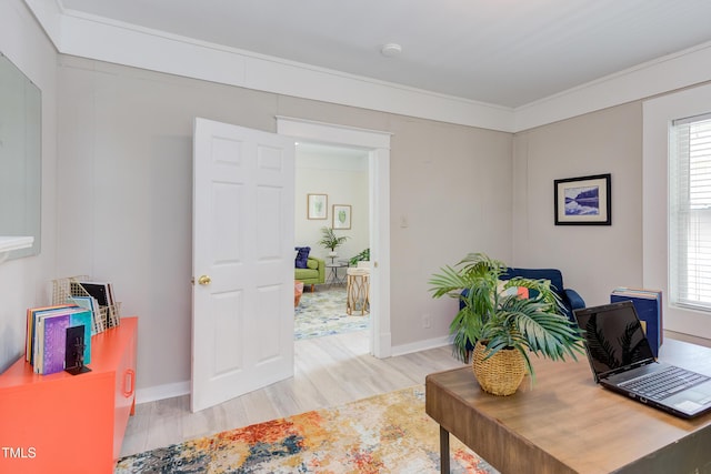 919 Orient St, Durham, NC 27701 - office area with light wood-type flooring, a healthy amount of sunlight, and baseboards