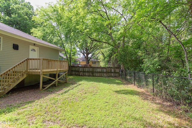 919 Orient St, Durham, NC 27701 - view of yard with a wooden deck and a fenced backyard