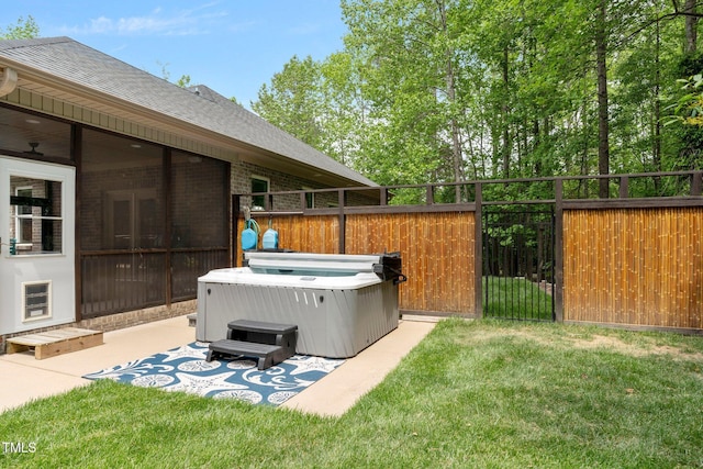 120 Wood Lake Dr, Fuquay Varina, NC 27526 - view of yard featuring fence and a hot tub