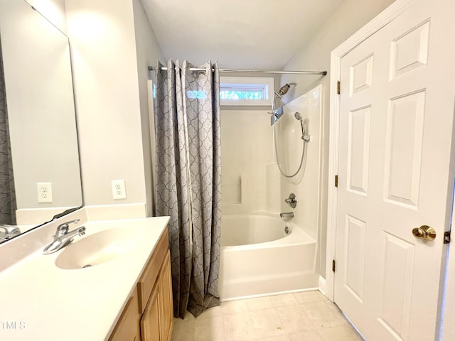 full bathroom with vanity and shower / tub combo