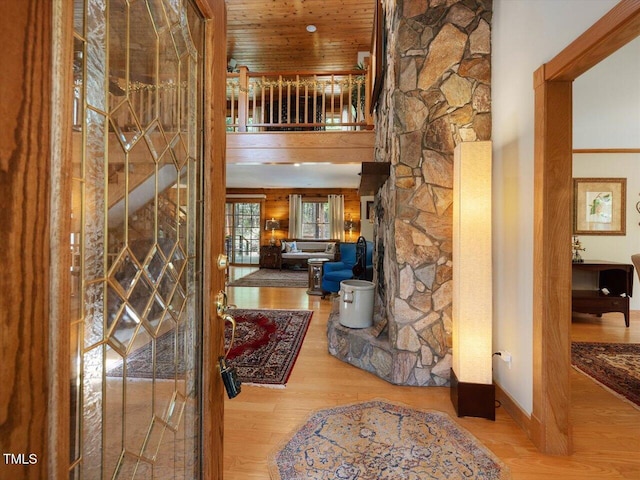 3009 Pleasant Hill Church Rd, Siler City, NC 27344 - foyer with wood finished floors, wood ceiling, and baseboards