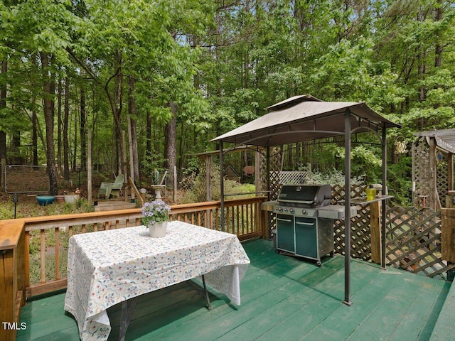 3009 Pleasant Hill Church Rd, Siler City, NC 27344 - wooden deck featuring a gazebo, grilling area, and outdoor dining area