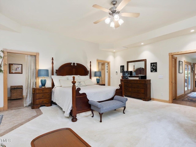 3009 Pleasant Hill Church Rd, Siler City, NC 27344 - bedroom featuring recessed lighting, baseboards, a ceiling fan, and carpet flooring